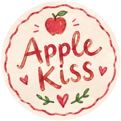 Hand-drawn Apple Kiss cookies label