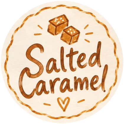 Hand-drawn Salted Caramel cookies label